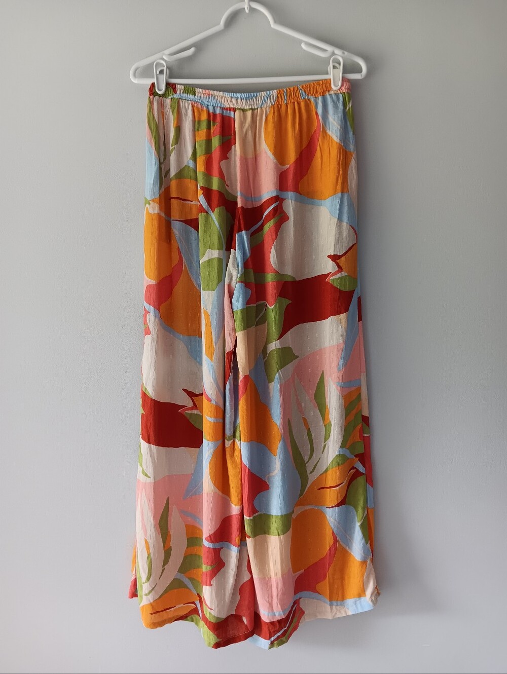 Christian Siriano NY Wide-Leg Pants Large Floral Pattern Orange Green Pink Small - Picture 3 of 16